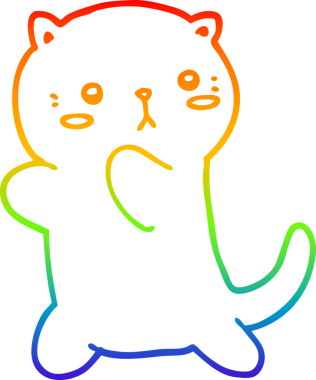 Gökkuşağı gradyan çizgisi bir insan tarafından çizilmiş şirin bir çizgi kedi çizimi