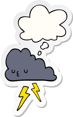 Düşünce baloncuklu karikatür fırtına bulutu insan tarafından çizilmiş bir çıkartma.