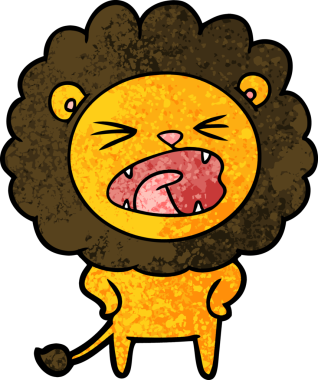 Bir insan tarafından çizilmiş çizgi film aslanı.