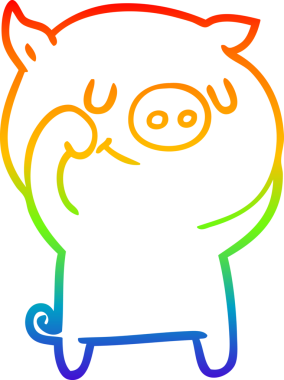 gökkuşağı gradyan çizimi mutlu çizgi domuz çizimi bir insan tarafından çizilmiş