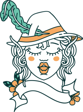 Retro Dövme Biçimi Elf karakter yüzü Bir insan tarafından çizilmiş