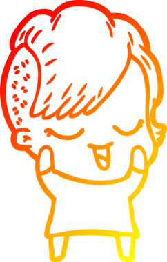 Bir insan tarafından çizilmiş mutlu bir çizgi film kızı çizimi