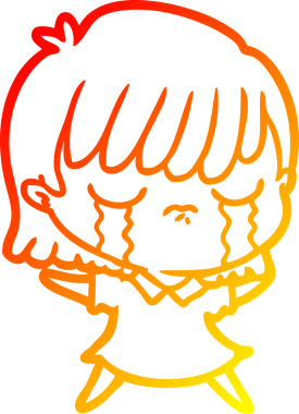 Bir insan tarafından çizilmiş, ağlayan bir çizgi kadın çizimi.