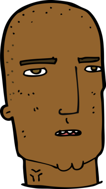 Bir insan tarafından çizilmiş kel, sert adam.