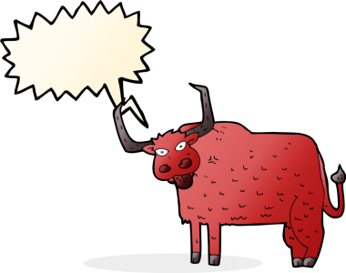 bir insan tarafından çizilmiş konuşma balonlu kıllı inek.