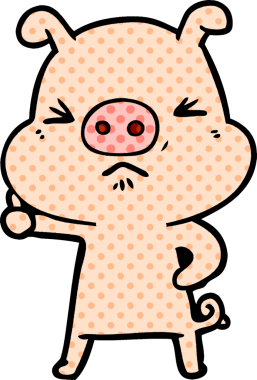 Bir insan tarafından çizilmiş kızgın domuz çizgi filmi.