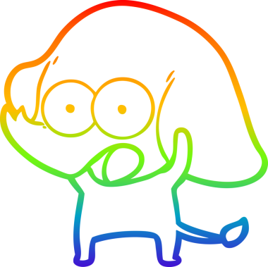 Gökkuşağı gradyan çizgisi bir insan tarafından çizilmiş şirin bir fil çizimi