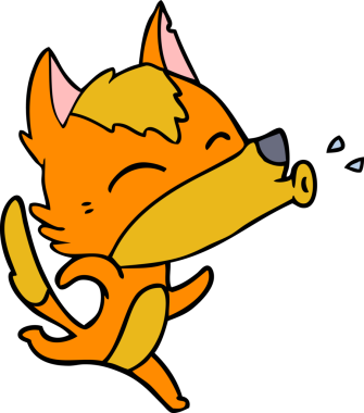 Bir insan tarafından çizilmiş tilki çizgi film karakteri