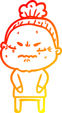 Bir insan tarafından çizilmiş, karikatür çizen yaşlı bir kadın.