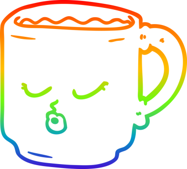 gökkuşağı gradyan çizgi çizimi bir insan tarafından çizilmiş bir kahve kupası