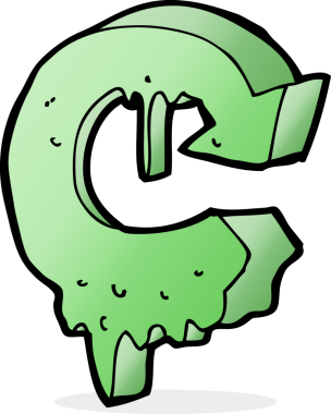 Bir insan tarafından çizilmiş karikatür eritme geri dönüşüm sembolü