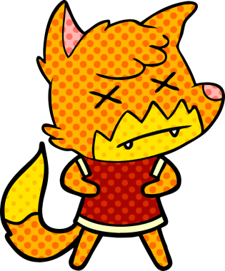 Bir insan tarafından çizilmiş tilki çizgi film karakteri