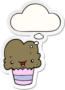 Bir insan tarafından çizilmiş, üzerinde düşünce kabarcığı olan çizgi film keki.