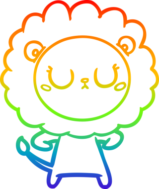 gökkuşağı gradyan çizgi çizimi bir insan tarafından çizilmiş bir aslan