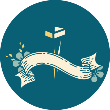 Bir insan tarafından çizilmiş demir çivi sancağıyla dövme stili simgesi