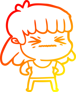 Bir insan tarafından çizilmiş kızgın bir kızın sıcak çizgi çizimi