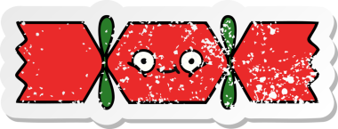 Bir insan tarafından çizilmiş tatlı bir noel krakerinin sıkıntılı çıkartması.