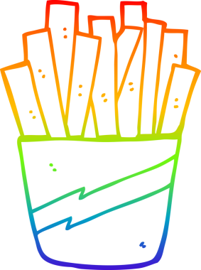 gökkuşağı gradyan çizgisi bir insan tarafından çizilmiş patates kızartması kutusunun çizimi