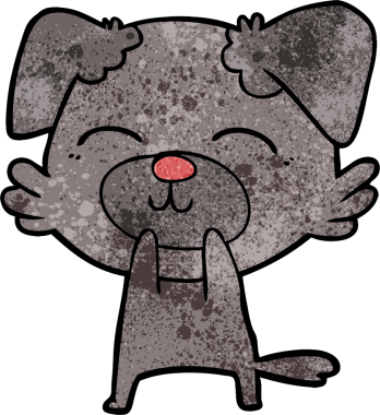 Bir insan tarafından çizilmiş çizgi film köpeği.