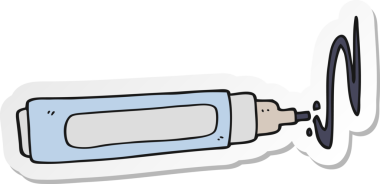 Bir insan tarafından çizilmiş bir karikatür kalemi etiketi.