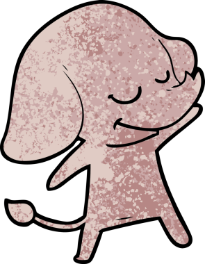 Bir insan tarafından çizilmiş gülümseyen bir fil.