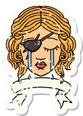 Retro Dövme Tarzı Ağlayan İnsan Haydut Bir insan tarafından çizilmiş pankartıyla