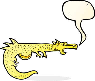 Ortaçağ ejderhası, bir insan tarafından çizilmiş konuşma balonu.