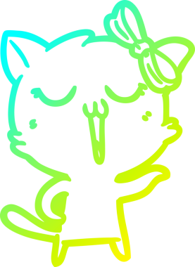 Bir insan tarafından çizilen çizgi film kedisinin soğuk gradyan çizgisi.