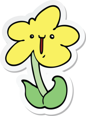 Bir insan tarafından çizilmiş karikatür çiçeğinin çıkartması.