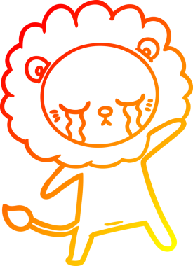 Bir insan tarafından çizilmiş, ağlayan bir aslanın sıcak çizgi çizgisi.