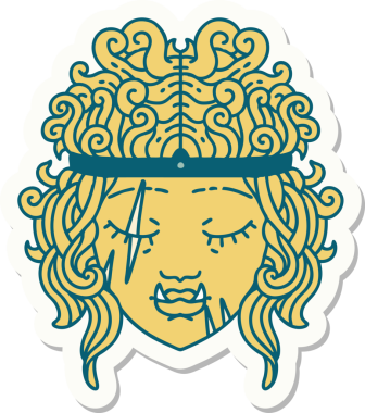 Bir insan tarafından çizilmiş bir ork barbar karakterinin çıkartması.