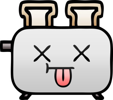 Bir insan tarafından çizilmiş tost makinesinin gölgelenmiş karikatürü.