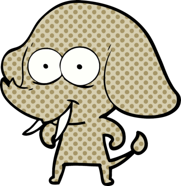 Bir insan tarafından çizilmiş mutlu bir fil.