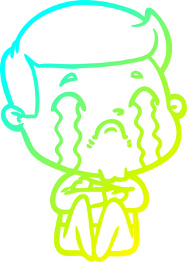 Bir insan tarafından çizilmiş ağlayan bir çizgi film karakteri çizimi.