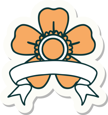 Bir insan tarafından çizilmiş çiçek pankartıyla dövme stili