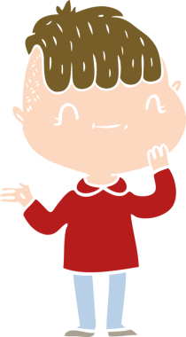 Düz renkli çizgi film karakteri bir insan tarafından çizilmiş.