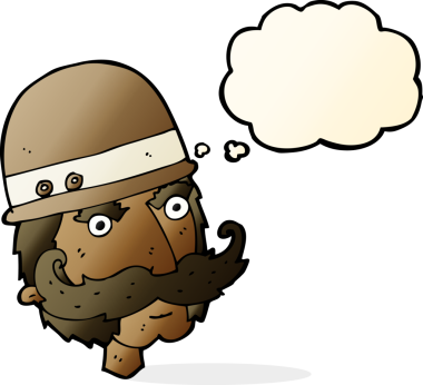 Bir insan tarafından çizilmiş düşünce baloncuğuyla Victoria tarzı büyük bir oyun avcısı.