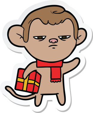 Bir insan tarafından çizilmiş çizgi film maymununun çıkartması.