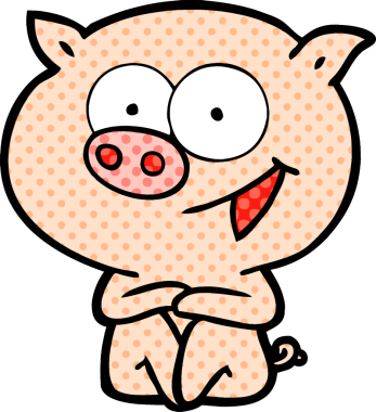 Bir insan tarafından çizilmiş neşeli domuz çizgi filmi.