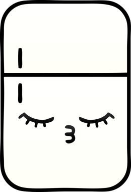 Bir insan tarafından çizilmiş bir buzdolabının gölgelenmiş karikatürü.