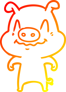 Bir insan tarafından çizilmiş gergin bir domuz çizgi çizimi.