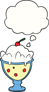 Bir insan tarafından çizilmiş düşünce balonlu karikatür tatlısı