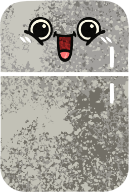 Bir insan tarafından çizilmiş buzdolabının retro çizim tarzı karikatürü.