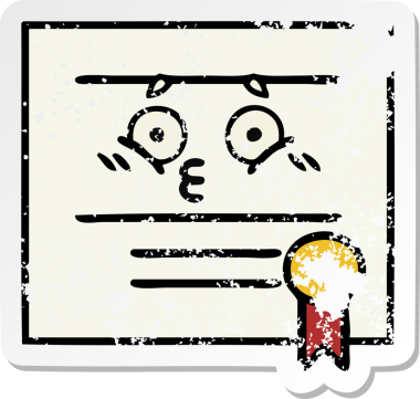 Bir insan tarafından çizilmiş şirin bir karikatür mezuniyet diplomasının sıkıntılı çıkartması.