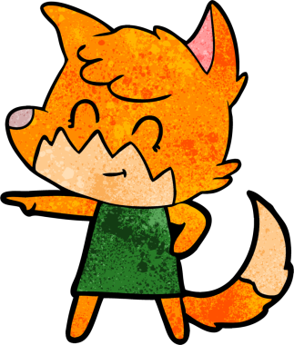 Bir insan tarafından çizilmiş çizgi film dostu tilki.