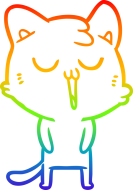 gökkuşağı gradyan çizgi çizimi bir insan tarafından çizilmiş bir çizgi film kedisi