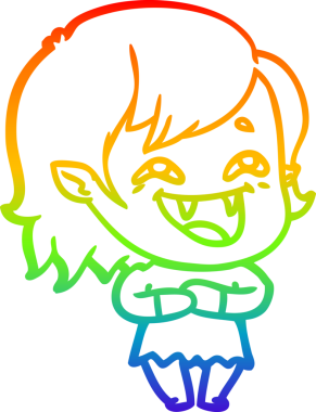 Gökkuşağı gradyan çizgi çizimi Bir insan tarafından çizilmiş gülen vampir kız çizgi filmi