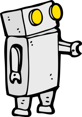 Bir insan tarafından çizilmiş çizgi film robotu