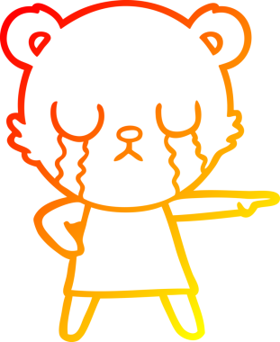 Bir insan tarafından çizilmiş, ağlayan kutup ayısının sıcak çizgi çizimi.