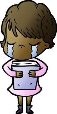 Bir insan tarafından çizilmiş ağlayan çizgi film kadını.